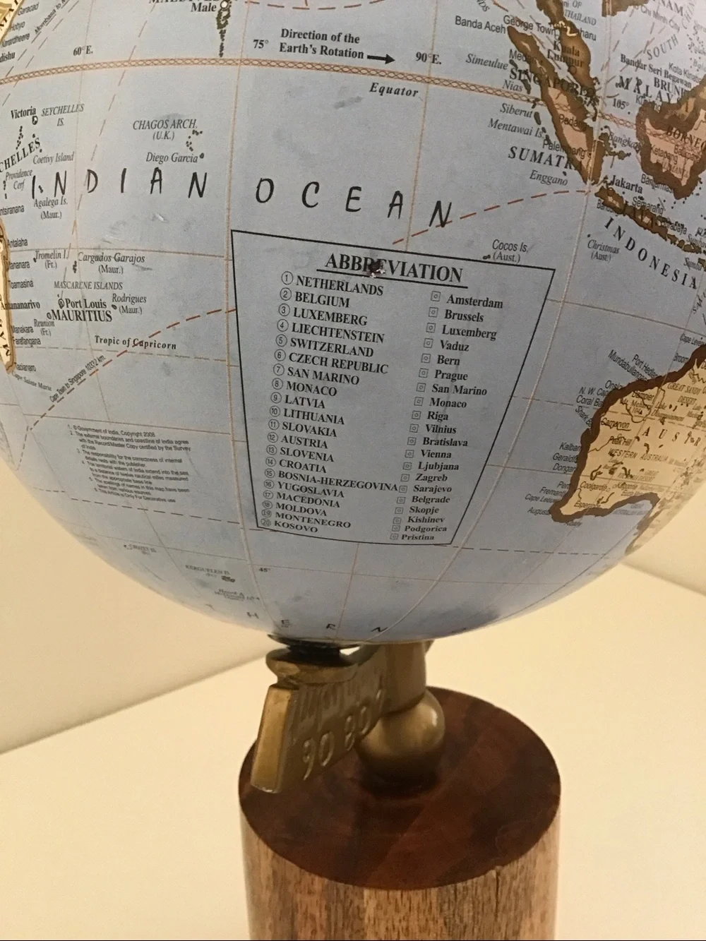 World desktop Globe On Wooden Base from India